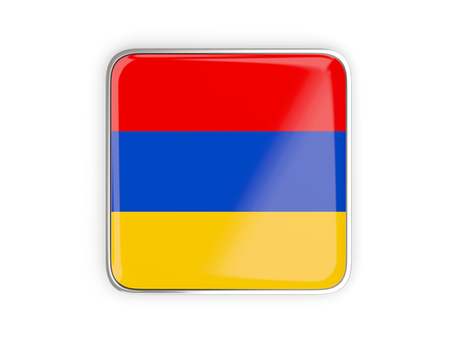 Square icon with metallic frame. Download flag icon of Armenia at PNG format