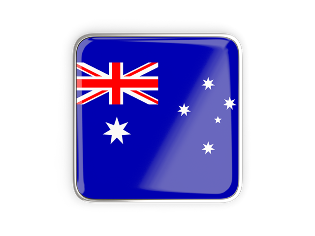 Square icon with metallic frame. Download flag icon of Australia at PNG format