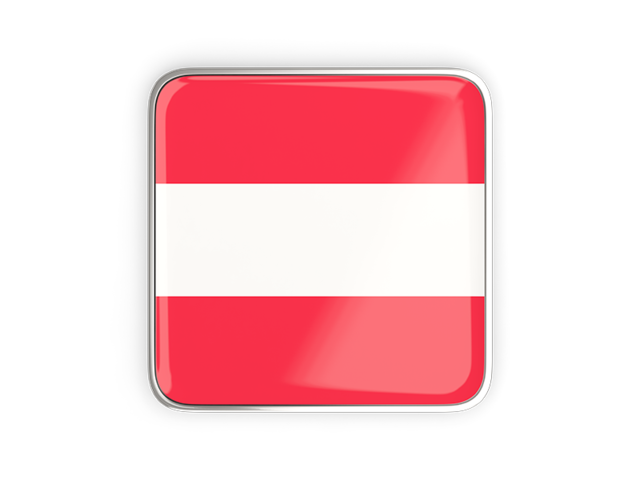Квадратная иконка с металлической рамкой. Скачать флаг. Австрия