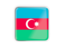 Azerbaijan. Square icon with metallic frame. Download icon.