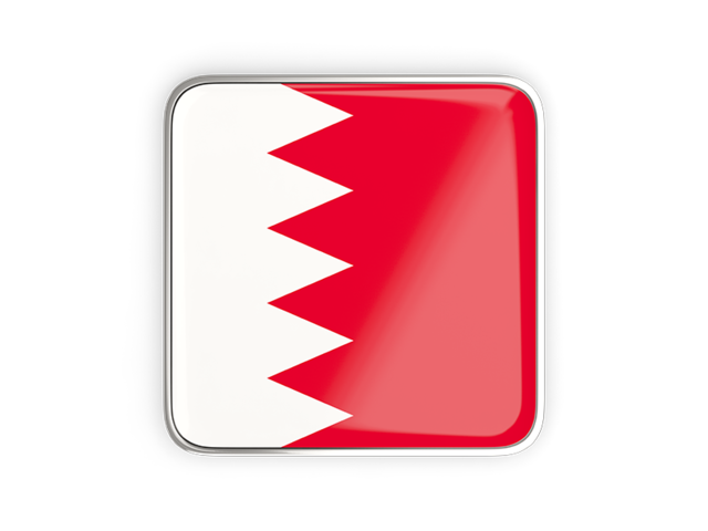 Square icon with metallic frame. Download flag icon of Bahrain at PNG format