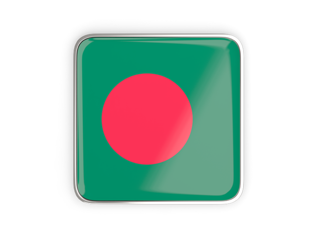 Квадратная иконка с металлической рамкой. Скачать флаг. Бангладеш