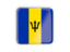 Barbados. Square icon with metallic frame. Download icon.