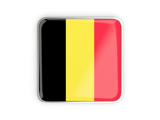 Square icon with metallic frame. Download flag icon of Belgium at PNG format