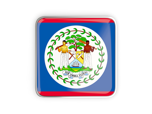 Square icon with metallic frame. Download flag icon of Belize at PNG format