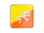 Bhutan. Square icon with metallic frame. Download icon.