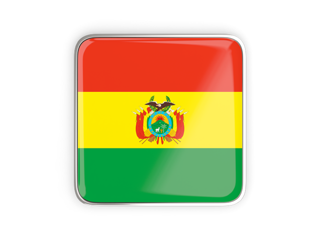 Square icon with metallic frame. Download flag icon of Bolivia at PNG format
