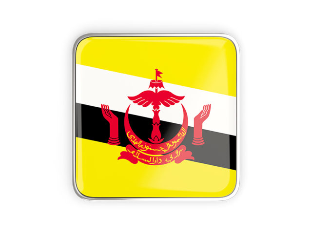 Square icon with metallic frame. Download flag icon of Brunei at PNG format