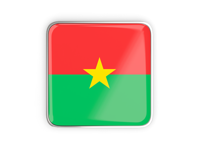 Square icon with metallic frame. Download flag icon of Burkina Faso at PNG format