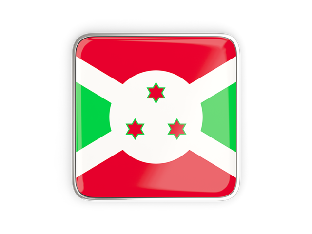 Square icon with metallic frame. Download flag icon of Burundi at PNG format