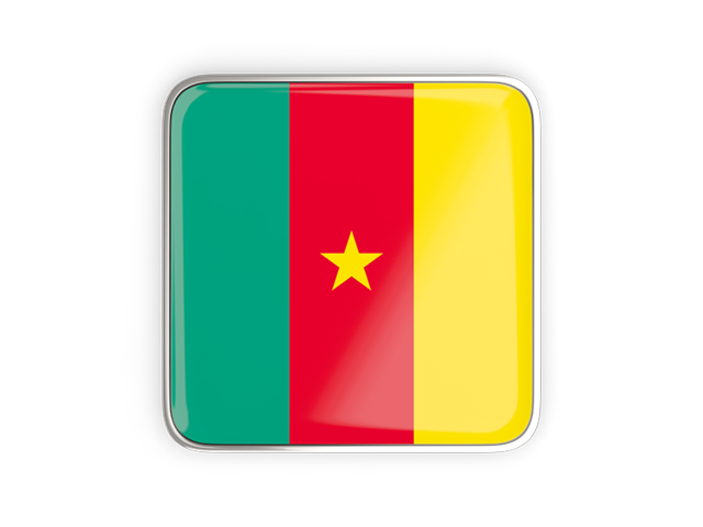 Square icon with metallic frame. Download flag icon of Cameroon at PNG format