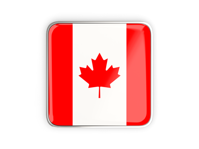 Square icon with metallic frame. Download flag icon of Canada at PNG format
