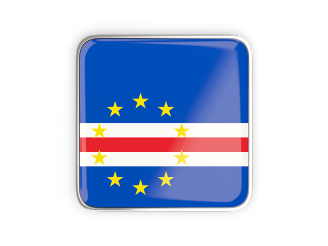Square icon with metallic frame. Download flag icon of Cape Verde at PNG format