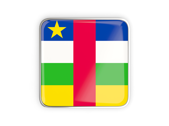 Square icon with metallic frame. Download flag icon of Central African Republic at PNG format