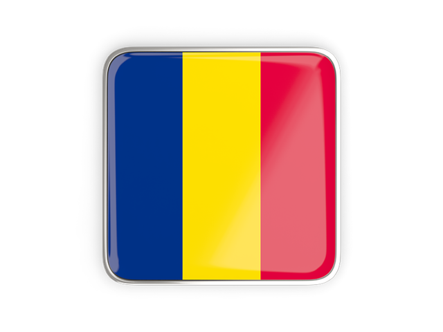 Square icon with metallic frame. Download flag icon of Chad at PNG format