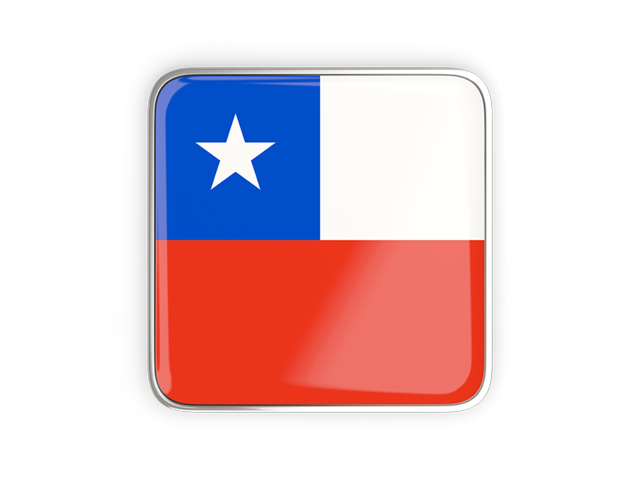Квадратная иконка с металлической рамкой. Скачать флаг. Чили