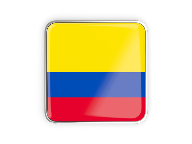 Square icon with metallic frame. Download flag icon of Colombia at PNG format