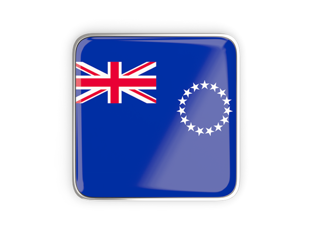 Square icon with metallic frame. Download flag icon of Cook Islands at PNG format