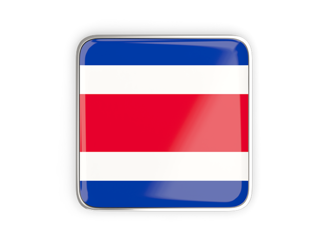 Квадратная иконка с металлической рамкой. Скачать флаг. Коста-Рика