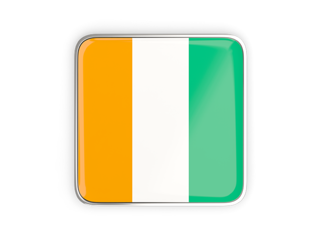 Square icon with metallic frame. Download flag icon of Cote d'Ivoire at PNG format