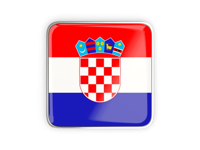 Квадратная иконка с металлической рамкой. Скачать флаг. Хорватия