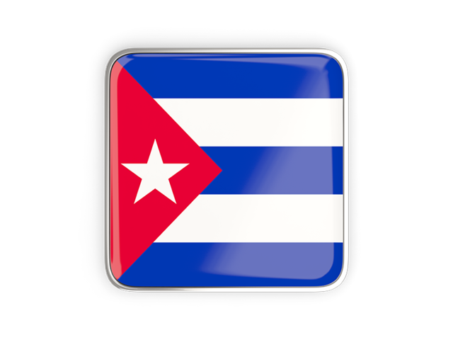 Square icon with metallic frame. Download flag icon of Cuba at PNG format