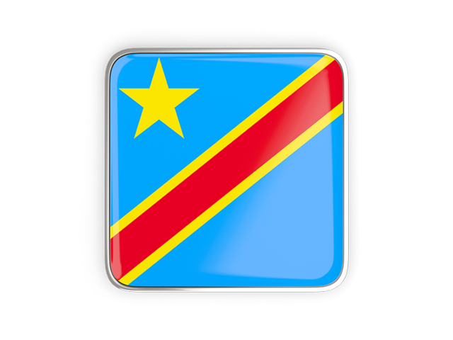 Square icon with metallic frame. Download flag icon of Democratic Republic of the Congo at PNG format