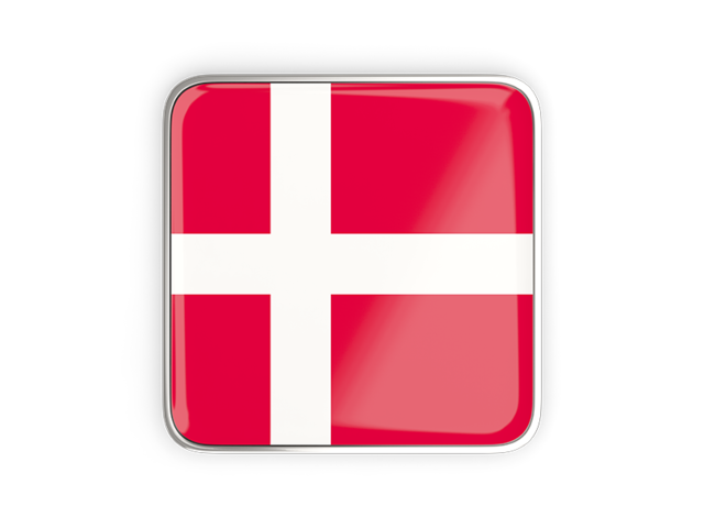 Квадратная иконка с металлической рамкой. Скачать флаг. Дания