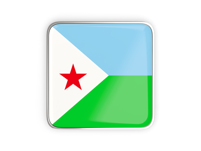 Square icon with metallic frame. Download flag icon of Djibouti at PNG format