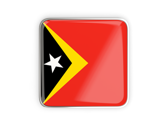 Square icon with metallic frame. Download flag icon of East Timor at PNG format