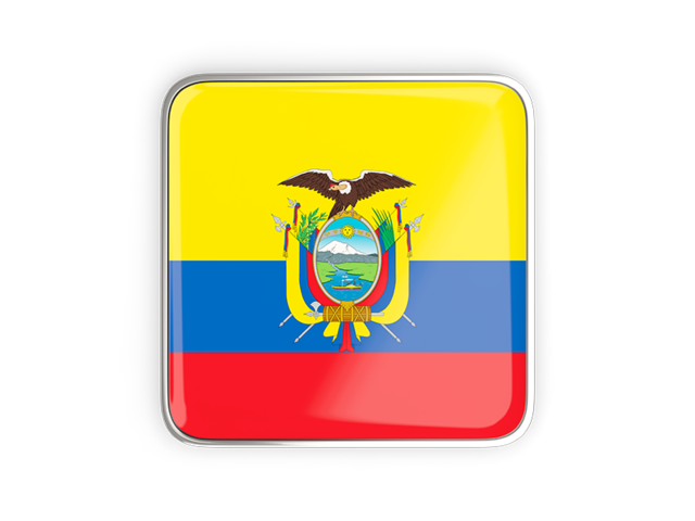 Square icon with metallic frame. Download flag icon of Ecuador at PNG format
