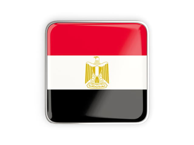 Square icon with metallic frame. Download flag icon of Egypt at PNG format