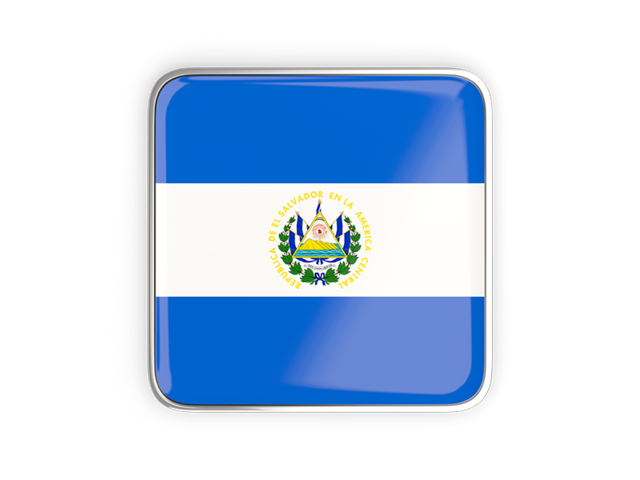 Square icon with metallic frame. Download flag icon of El Salvador at PNG format