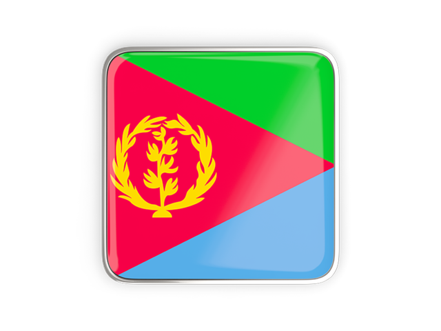 Square icon with metallic frame. Download flag icon of Eritrea at PNG format