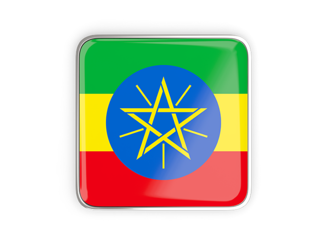 Square icon with metallic frame. Download flag icon of Ethiopia at PNG format