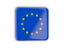 European Union. Square icon with metallic frame. Download icon.