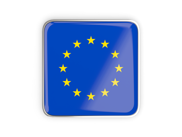 Square icon with metallic frame. Download flag icon of European Union at PNG format