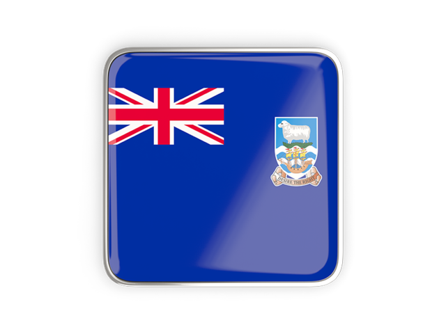 Square icon with metallic frame. Download flag icon of Falkland Islands at PNG format