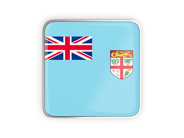 Square icon with metallic frame. Download flag icon of Fiji at PNG format