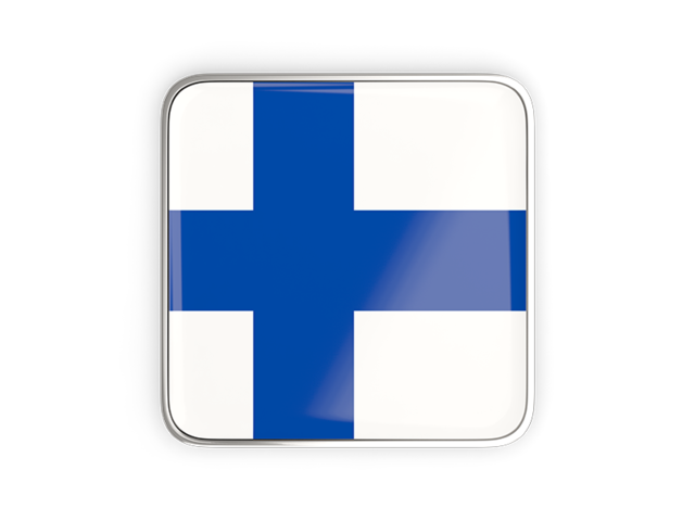 Квадратная иконка с металлической рамкой. Скачать флаг. Финляндия
