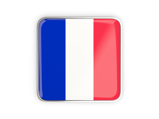 Square icon with metallic frame. Download flag icon of France at PNG format