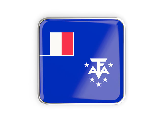 Square icon with metallic frame. Download flag icon of French Southern and Antarctic Lands at PNG format