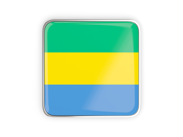 Square icon with metallic frame. Download flag icon of Gabon at PNG format