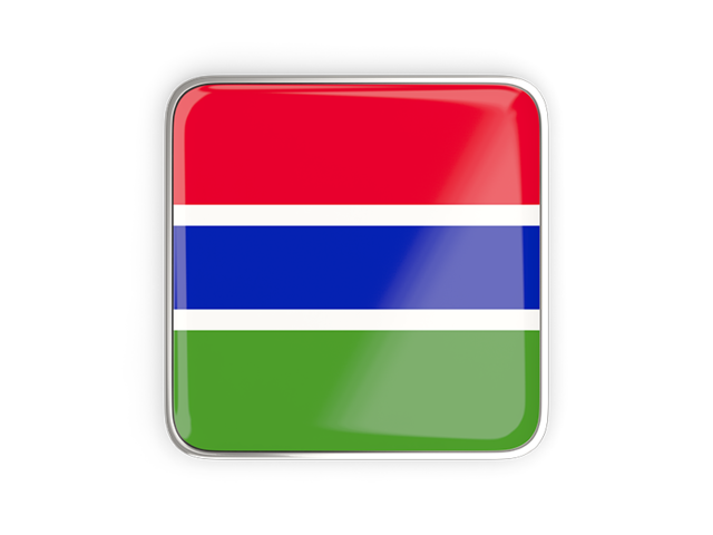 Квадратная иконка с металлической рамкой. Скачать флаг. Гамбия