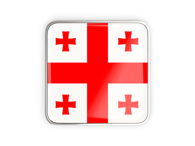 Square icon with metallic frame. Download flag icon of Georgia at PNG format