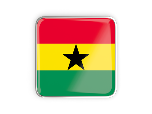 Square icon with metallic frame. Download flag icon of Ghana at PNG format