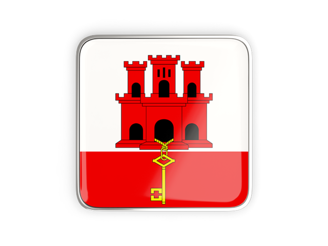 Square icon with metallic frame. Download flag icon of Gibraltar at PNG format