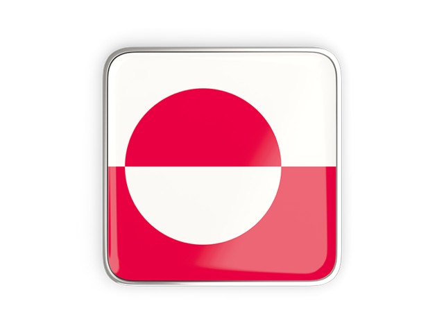 Square icon with metallic frame. Download flag icon of Greenland at PNG format