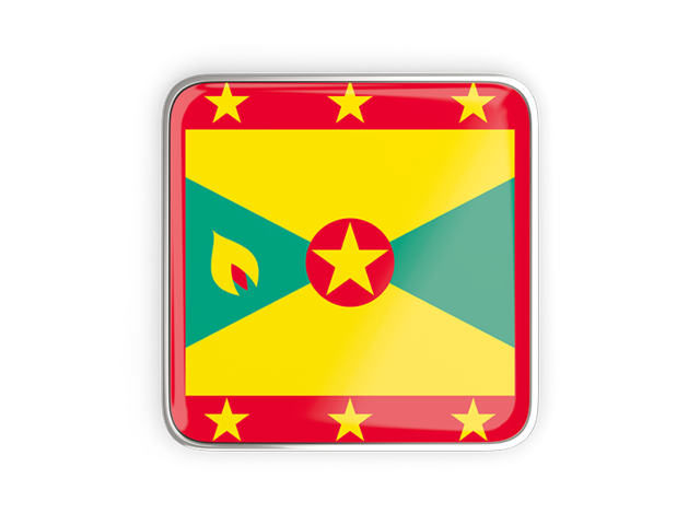 Квадратная иконка с металлической рамкой. Скачать флаг. Гренада
