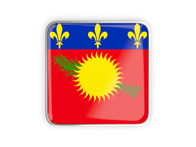 Square icon with metallic frame. Download flag icon of Guadeloupe at PNG format